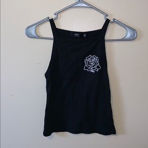 Black obey halter top